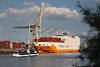 Grande Brasile Containerschiff in Elbe Wasser Hafen Hamburg Landschaft Bild
