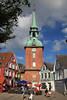 1401235 Kappeln Marktplatz-Hotel Gste Caf am St.Nikolai Kirchturm ber Rathausmarkt Foto