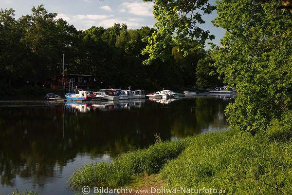 Yachthafen Alt-Garge Caf Boote Elbkanal Grnufer Frhlingsidylle Naturfoto