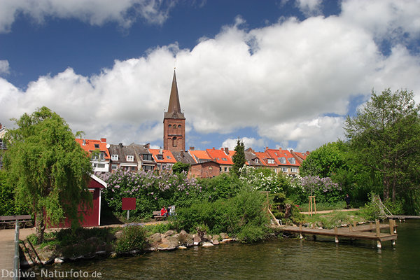 Pln See Grnufer Promenade Kirche Wasserblick Schnwetterwolken Naturfoto